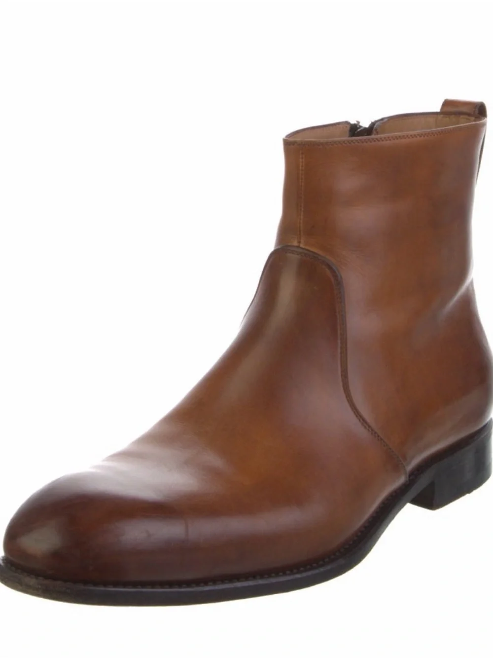 Salvatore Ferragamo Tramezza Men's Tan Leather Zip Ankle Boots